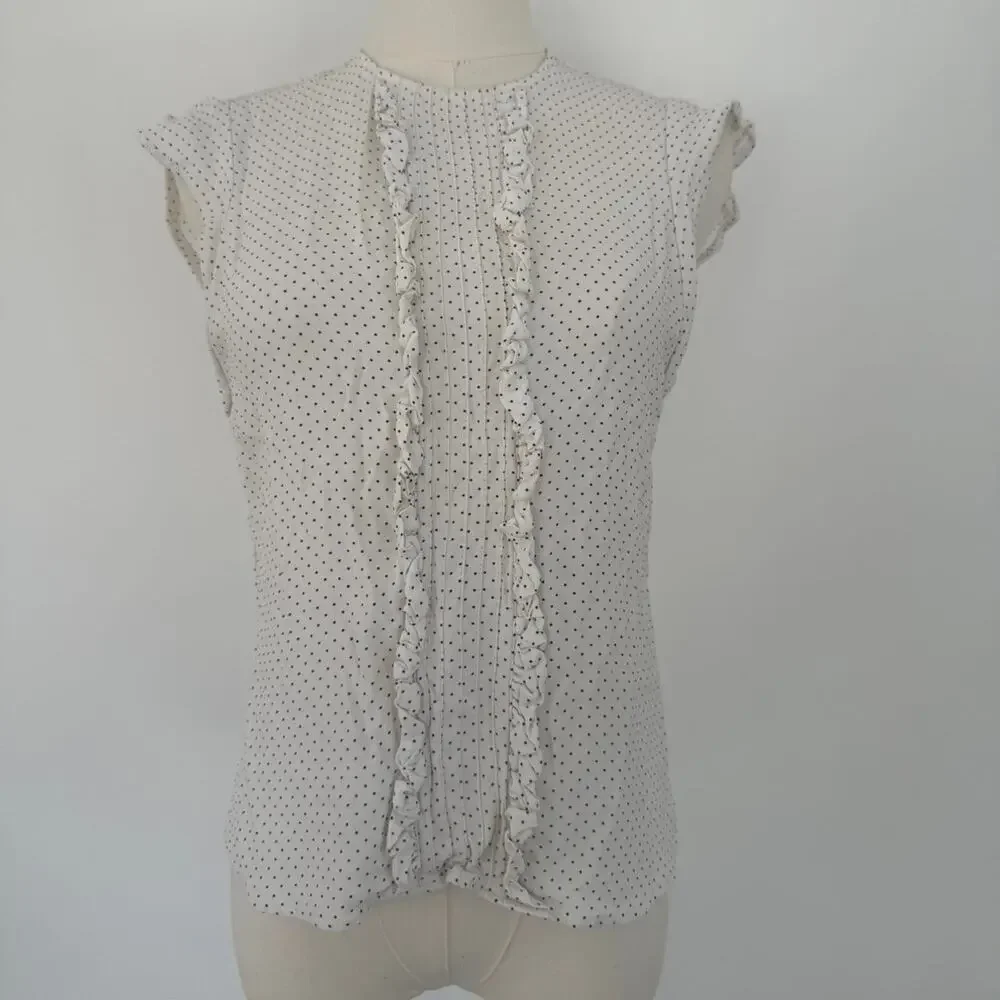 ZARA POLKA DOT RUFFLE TOP - Picture 2 of 5